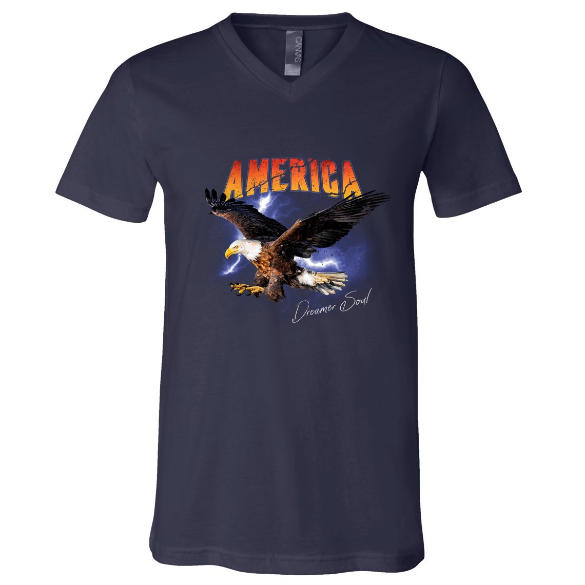 American Dreamer Bald Eagle In Action V-Neck T-Shirt