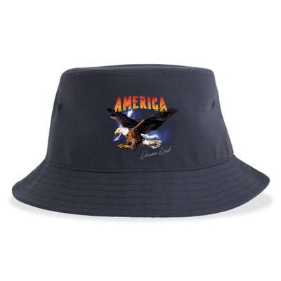 American Dreamer Bald Eagle In Action Sustainable Bucket Hat