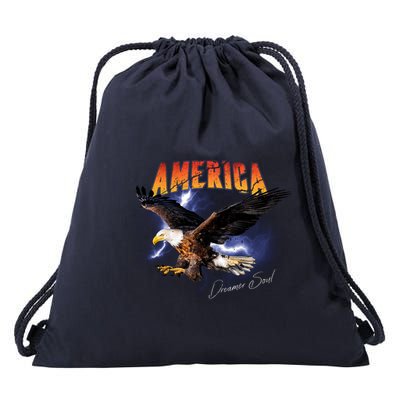 American Dreamer Bald Eagle In Action Drawstring Bag