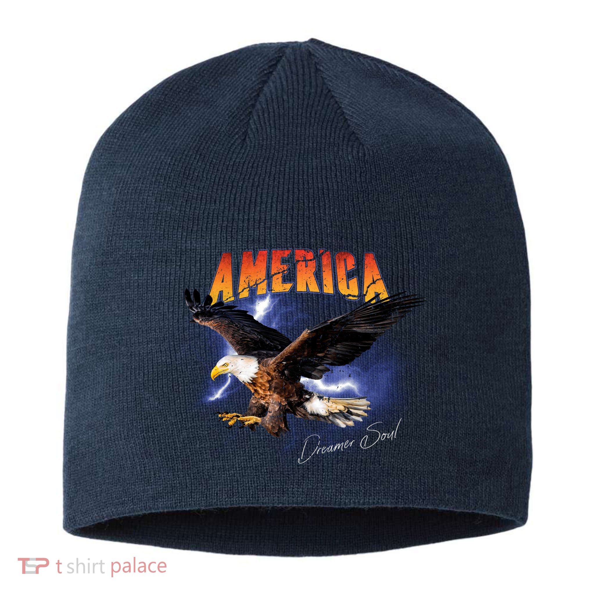 American Dreamer Bald Eagle In Action Sustainable Beanie