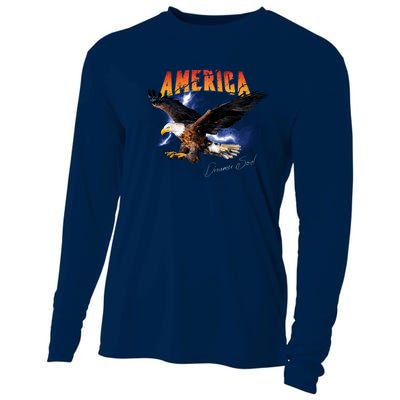 American Dreamer Bald Eagle In Action Cooling Performance Long Sleeve Crew