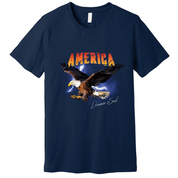 American Dreamer Bald Eagle In Action Premium T-Shirt