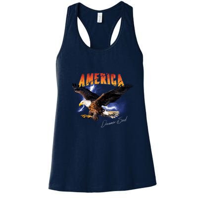 American Dreamer Bald Eagle In Action Womens Tank Top