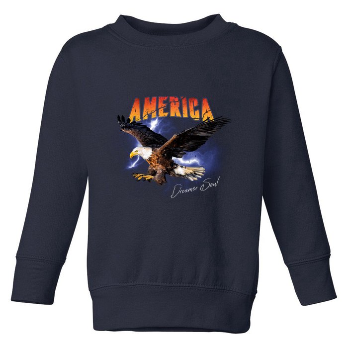 American Dreamer Bald Eagle In Action Toddler Sweatshirt
