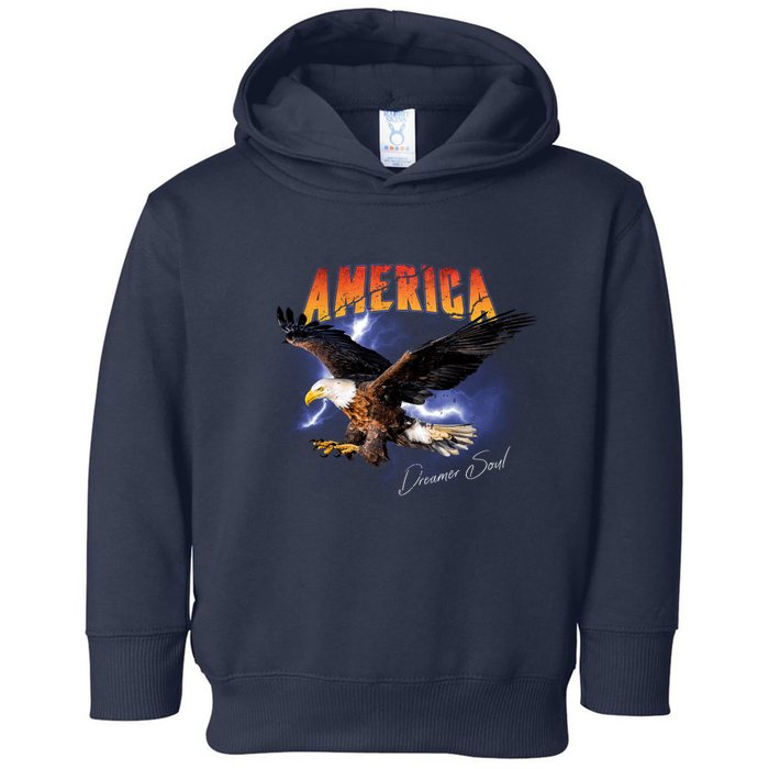 American Dreamer Bald Eagle In Action Toddler Hoodie