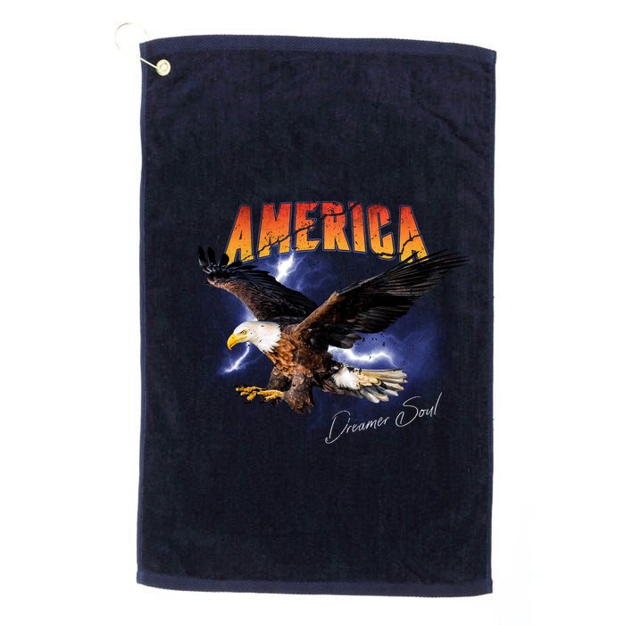 American Dreamer Bald Eagle In Action Golf Towel