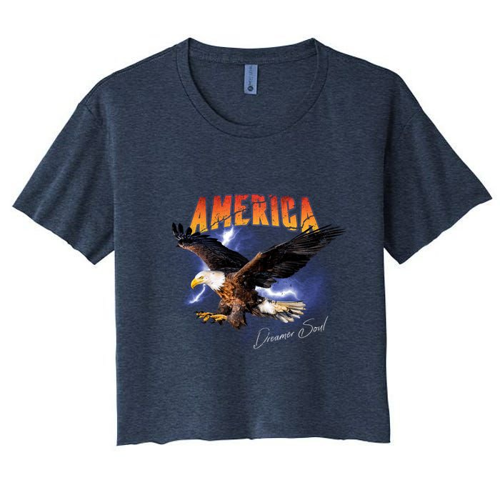American Dreamer Bald Eagle In Action Crop Top