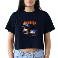 American Dreamer Bald Eagle In Action Crop Top
