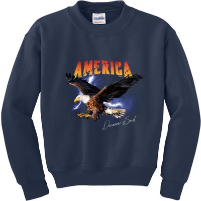 American Dreamer Bald Eagle In Action Kids Sweatshirt