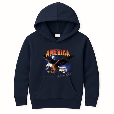 American Dreamer Bald Eagle In Action Kids Hoodie