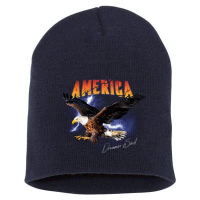 American Dreamer Bald Eagle In Action Short Acrylic Beanie