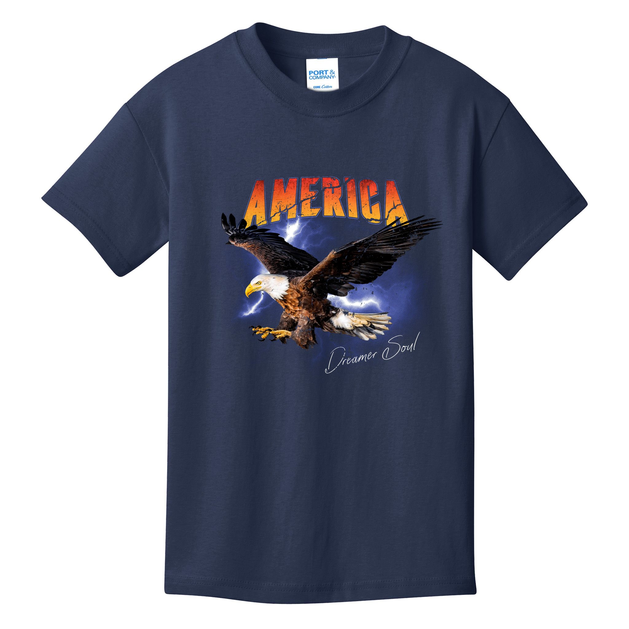 American Dreamer Bald Eagle In Action Kids T-Shirt