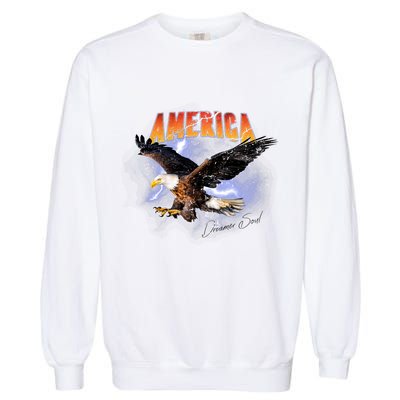 American Dreamer Bald Eagle In Action Garment-Dyed Sweatshirt