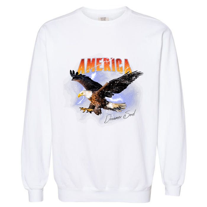 American Dreamer Bald Eagle In Action Garment-Dyed Sweatshirt