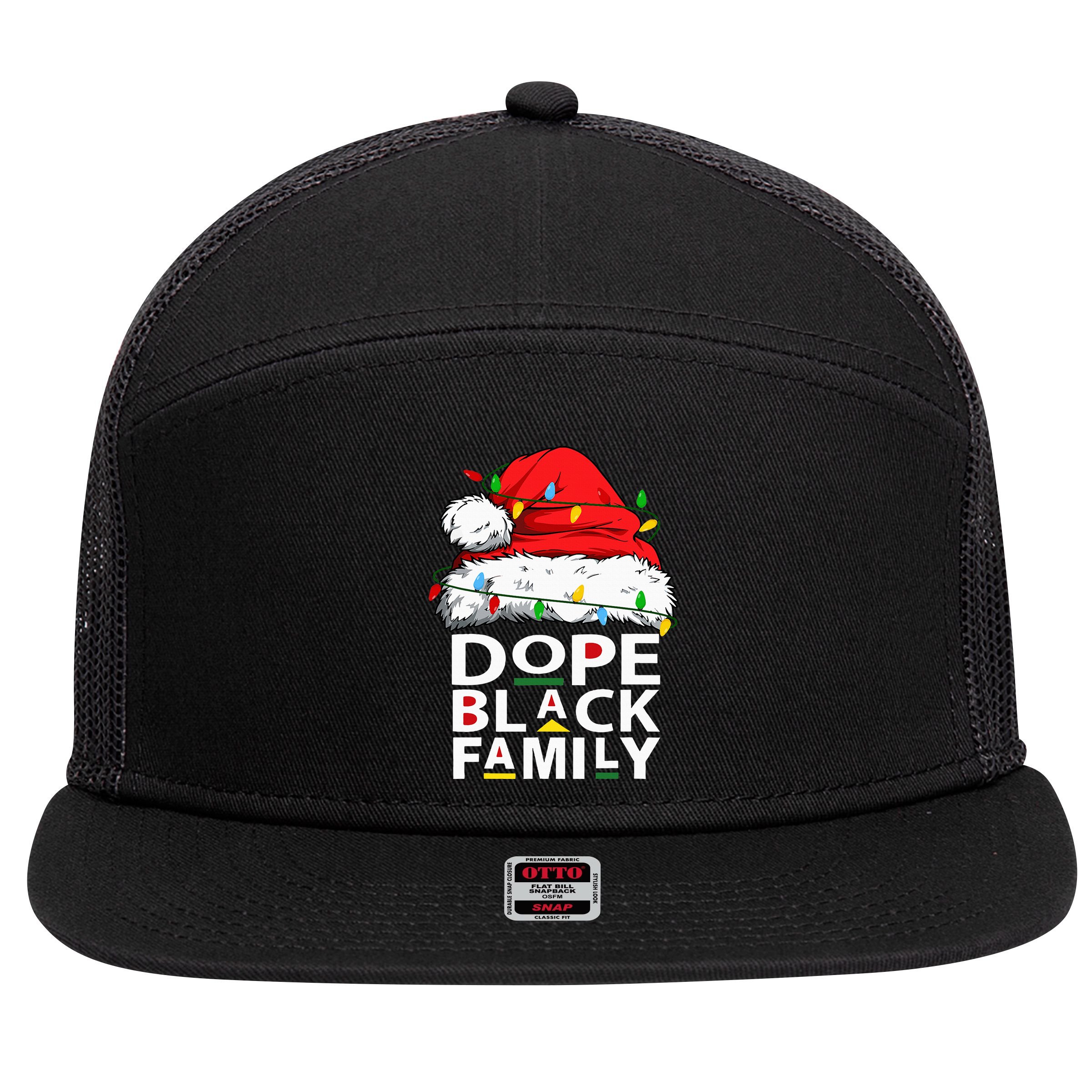 African Dope Black Family Afro Team Santa Matching Christmas 7 Panel Mesh Trucker Snapback Hat