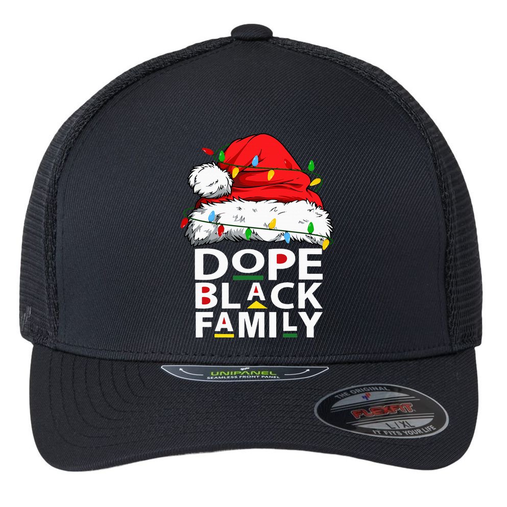 African Dope Black Family Afro Team Santa Matching Christmas Flexfit Unipanel Trucker Cap