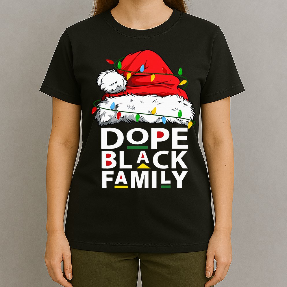 African Dope Black Family Afro Team Santa Matching Christmas T-Shirt