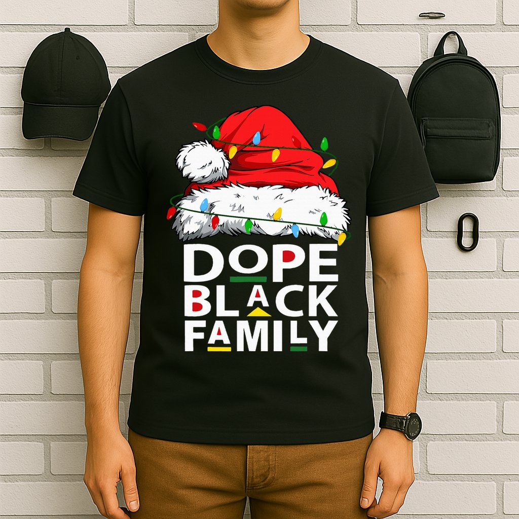 African Dope Black Family Afro Team Santa Matching Christmas T-Shirt