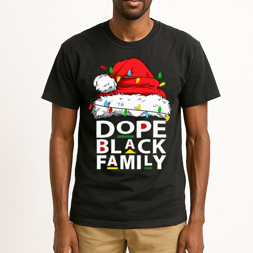 African Dope Black Family Afro Team Santa Matching Christmas Tall T-Shirt