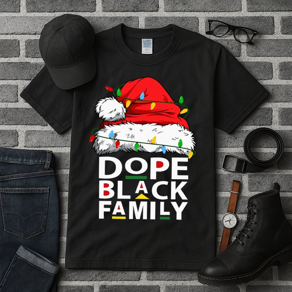 African Dope Black Family Afro Team Santa Matching Christmas Tall T-Shirt
