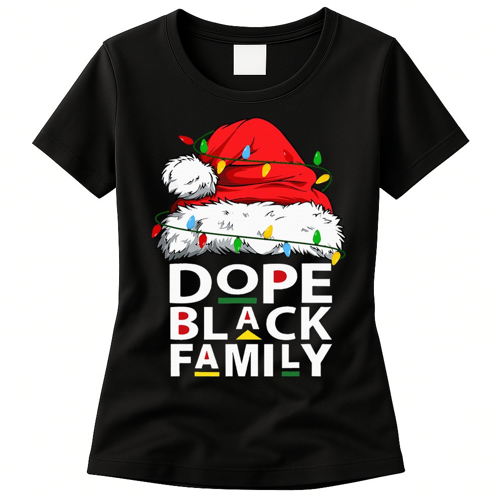 African Dope Black Family Afro Team Santa Matching Christmas Womens T-Shirt
