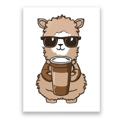 Alpaca Drinking Coffee Funny Llama And Coffee Lover Poster