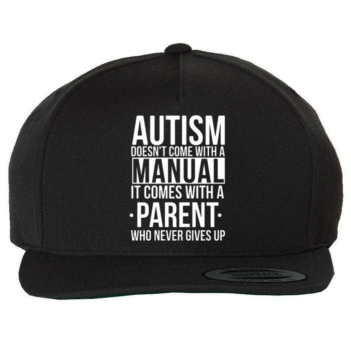 Autism Doesnt Come With A Manual It Comes With A Parent Who Never Gives Up Wool Snapback Cap