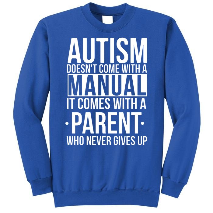 Autism Doesnt Come With A Manual It Comes With A Parent Who Never Gives Up Sweatshirt