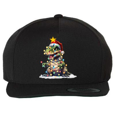 Awesome Dinosaur Christmas Trex Tree Sweater Xmas Lights Gift Wool Snapback Cap