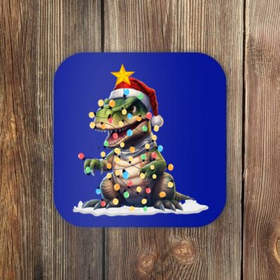 Awesome Dinosaur Christmas Trex Tree Sweater Xmas Lights Gift Coaster