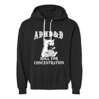 Adhd Dnd Cat Garment-Dyed Fleece Hoodie