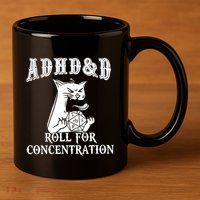 Adhd Dnd Cat 11oz C Handle Ceramic Mug