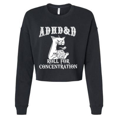 Adhd Dnd Cat Cropped Pullover Crew
