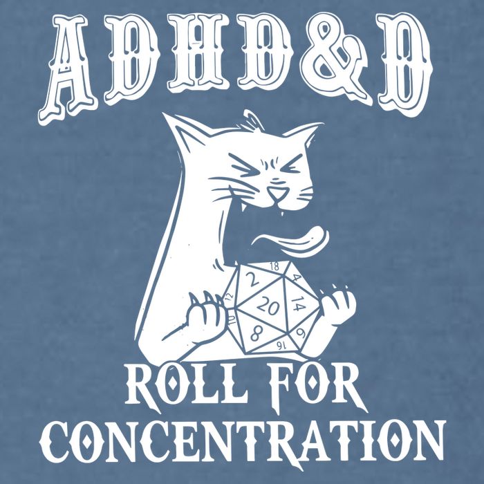 Adhd Dnd Cat Garment-Dyed Sweatshirt