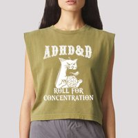 Adhd Dnd Cat Garment-Dyed Women's Muscle Tee