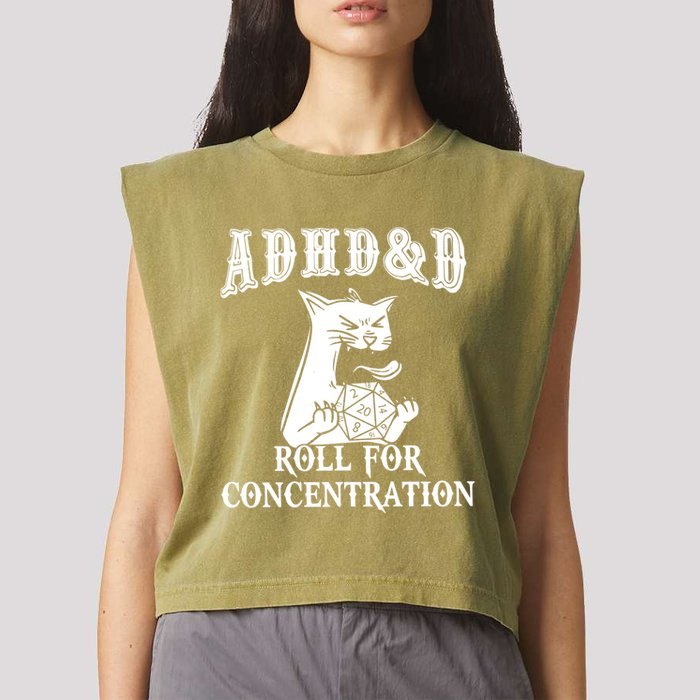 Adhd Dnd Cat Garment-Dyed Women's Muscle Tee
