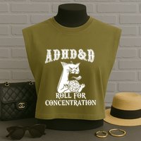 Adhd Dnd Cat Garment-Dyed Women's Muscle Tee