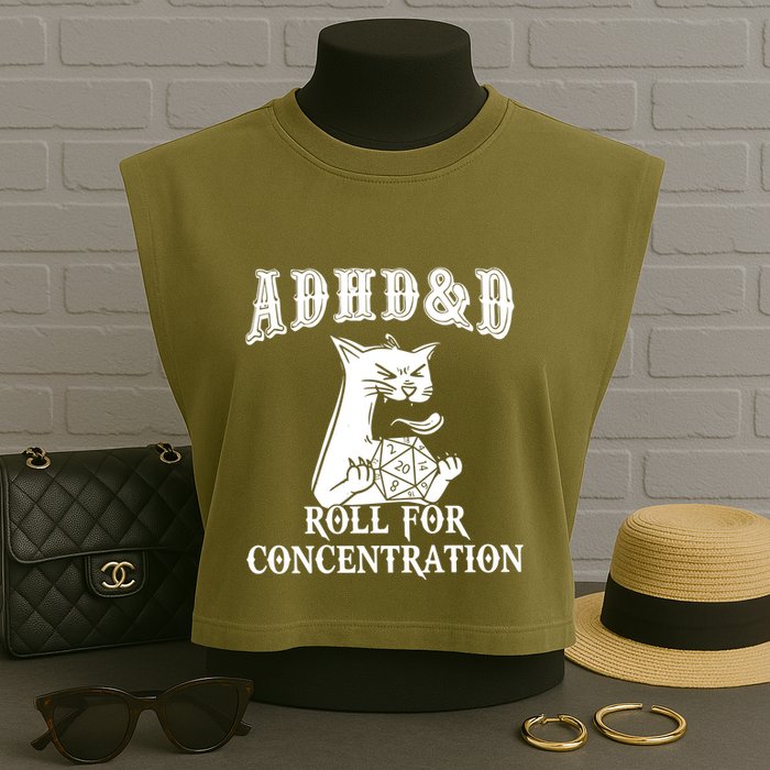 Adhd Dnd Cat Garment-Dyed Women's Muscle Tee