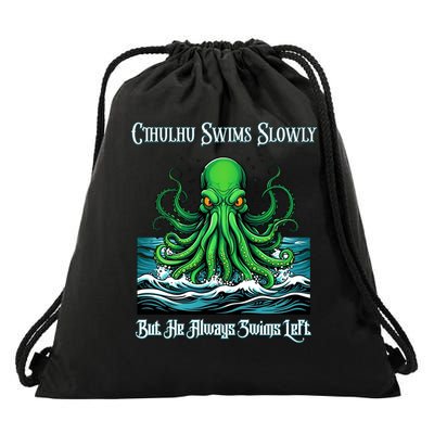 Anti Democracy Cthulhu Always Swims Left Reactionary Drawstring Bag