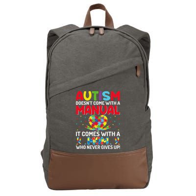 Autism Doesn't Come With A Manual Autism Awareness Support Cotton Canvas Backpack