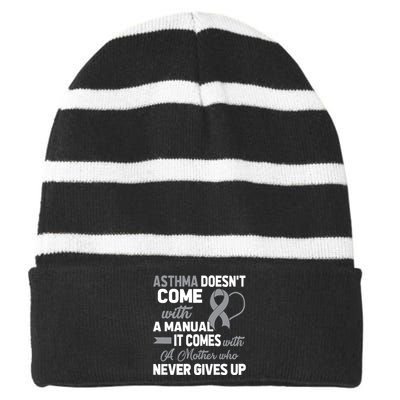 Asthma Doesn't Come With A Manual A Mother Striped Beanie with Solid Band