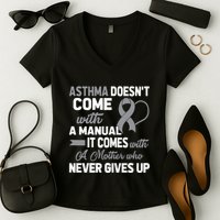 Asthma Doesn't Come With A Manual A Mother Women's V-Neck T-Shirt