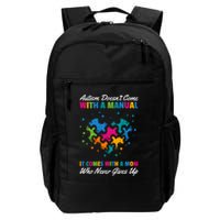 Autism DoesnT Come With A Ual It Comes With A Mom Asd Funny Gift Backpack