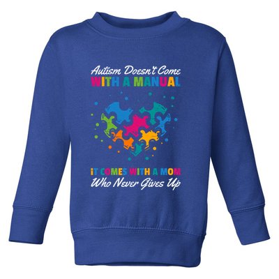Autism DoesnT Come With A Ual It Comes With A Mom Asd Funny Gift Toddler Sweatshirt
