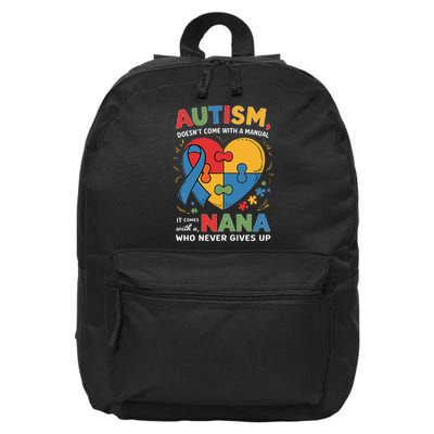 Autism Doesnt Come With Manual Nana Awareness Grandma 16 in Basic Backpack