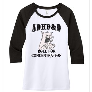 ADHD DnD Cat Women's Tri-Blend 3/4-Sleeve Raglan Shirt