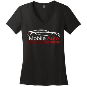 Auto Detailing Car Detailer Mobile Detailing Matching Women's V-Neck T-Shirt