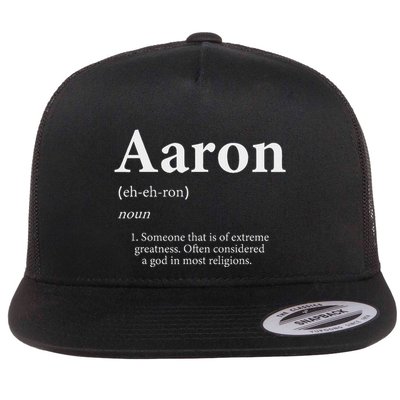 Aaron Definition Cute Personalized Name Gift For Aaron Flat Bill Trucker Hat