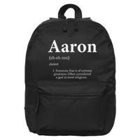 Aaron Definition Cute Personalized Name Gift For Aaron 16 in Basic Backpack