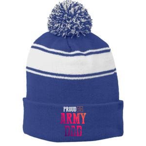 Army Dad Cute Gift Proud Army Dad Fathe'rs Day Gift Stripe Pom Pom Beanie